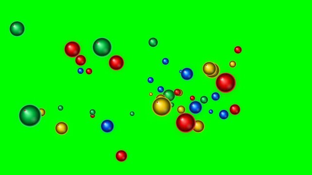 Colorful bouncing balls motion background with abstract 3d render animation on green screen chroma key.