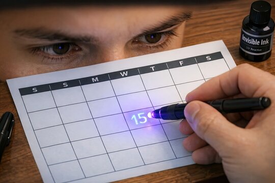 A person writing notes on a calendar with a pen