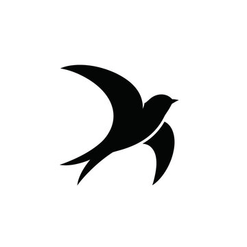 Swallow bird silhouette black minimalist vector icon perfect for eco friendly brand logo designs.