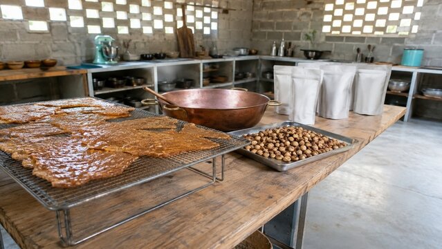 Food Preparation on Wooden Table