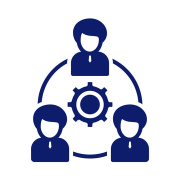 Flat dark blue vector icon representing teamwork collaboration and project management transparent background