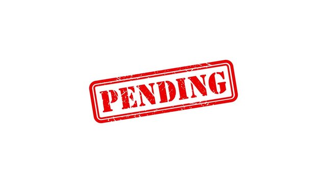 Red pending rubber stamp impression on white background, grunge texture business approval concept