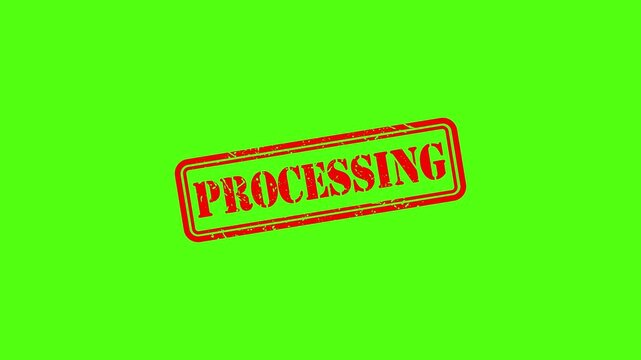 Processing rubber stamp impression animation on green screen background, for business and, workflow concepts