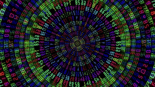 tunnel pattern made with changing digital numbers 