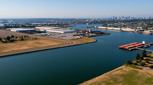 Recycling campus with integrated warehouse logistics and inland water freight terminal