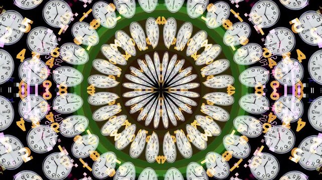 tunnel pattern made with clocks and digital numbers 