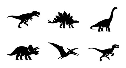 Dinosaur Icons Set: Prehistoric Vector Silhouettes for Jurassic Themes, Paleontology, and Kids' Designs © Santo