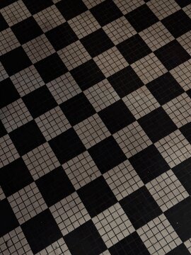 dark black and white checker pattern tile floor