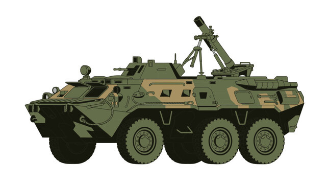 Military Armored Mortar Carrier Vehicle Illustration