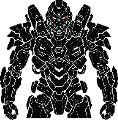 Fototapeta premium Futuristic cyborg soldier vector, black armored robotic warrior, sci-fi mechanical exoskeleton suit, aggressive mecha character design