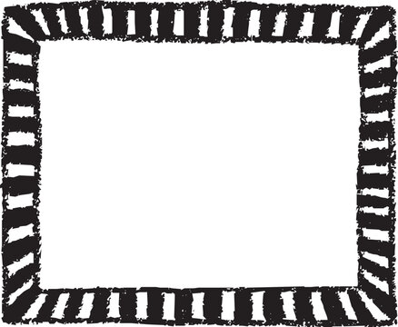 Striped crayon frame with bold rectangular border. Black crayon texture for labels. Suitable for photos and text