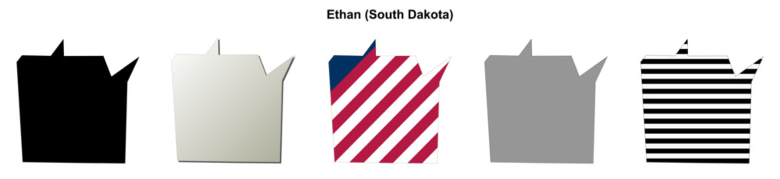 Ethan (South Dakota) blank outline map set