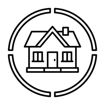 Real estate business house property tracking circular outline icon vector illustration with customer management property listing property tracking analytics illustration business corporate