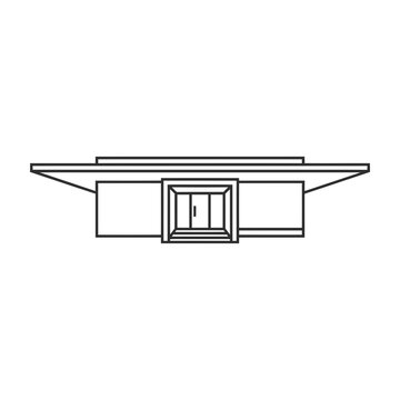 Modern minimalist building architectural elevation vector icon outline style with real estate property design architecture vector house exterior blueprint icon urban development housing structur