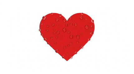 Obraz premium Red heart shape with water drops on white background