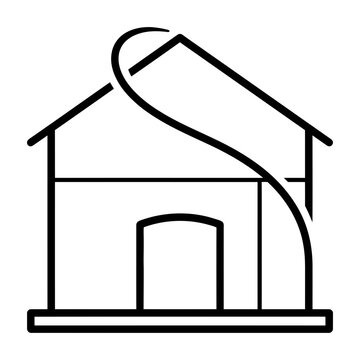 House protection and insurance vector line art icon for real estate property coverage with home security housing shield secure home property safety protection insurance property coverage