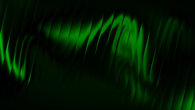 Green Neon Wave Dark Abstract Background