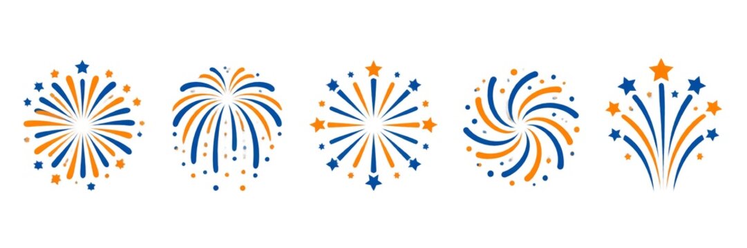 Firework set. New year fireworks vector illustration of an abstract background	