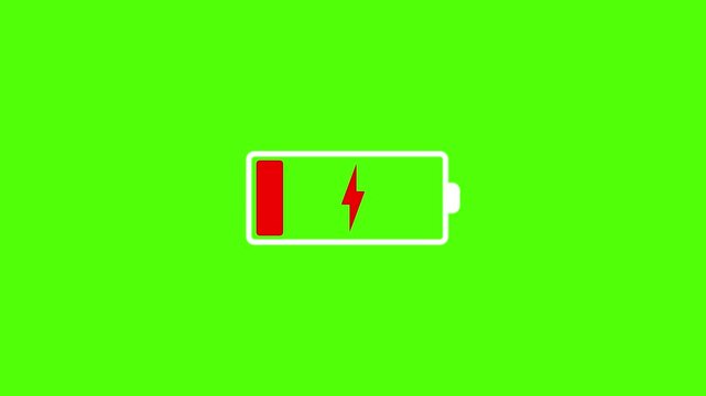 Battery low warning blink animation in 4k isolated on white background