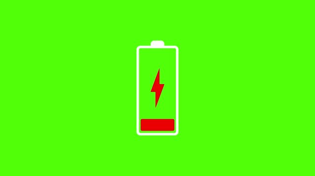 Battery low warning blink animation in 4k isolated on white background