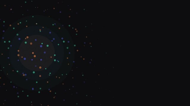 Animated dot lattice loop on dark background, teal orange blue