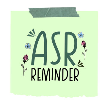 Asr Prayer Reminder Islamic Sticker Cute Sticky Note Paper Memo Vector on Transparent Background
