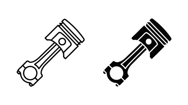 Vector illustration of angled engine piston icon set on a transparent background