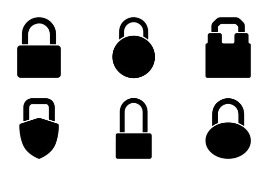 Security Icons: Padlock, Lock, Shield, and Keyhole Vector Graphics for Digital Safety and Protection