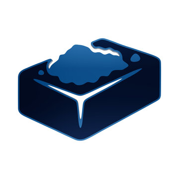 A blue chalk box icon with magnesium powder in a stylized isolated on a white background, for climbing and, weightlifting sports isolated on a transparent background