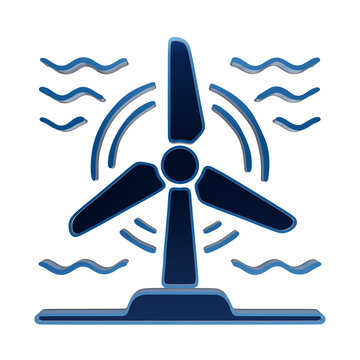 Wind turbine icon representing renewable energy, sustainable power generation, wind farm technology, and clean electricity production concepts isolated on a transparent background