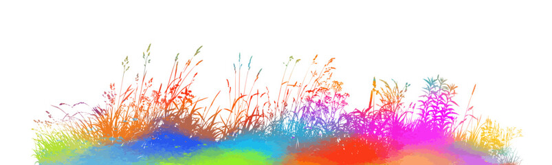 Obraz premium colored Grass silhouette vector isolated on white background nature design illustration of grass plant pattern greenery artwork Hand drawn. Not AI, vector illustration.