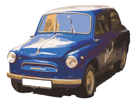 blue car isolated on white