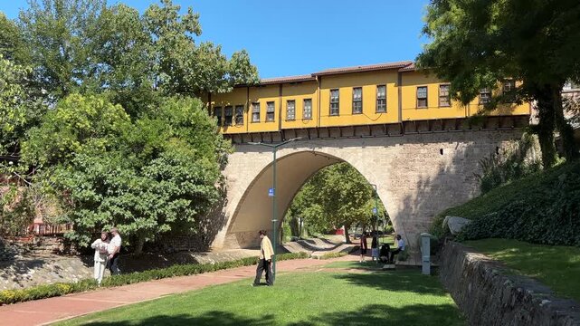 A view of the historic Irgandi Bridge in the city of Bursa, Turkey.