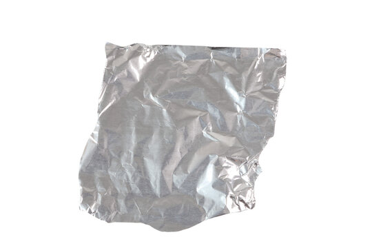 sheet of silver aluminum foil isolated on transparent background