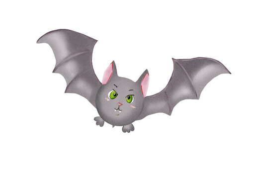 Vampire bat made in Procreate in Watercolor technique. JPEG file. 300 DPI. Raster. RGB