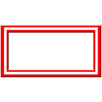 3D Red Double Line Rectangle Frame Border Icon Isolated on White
