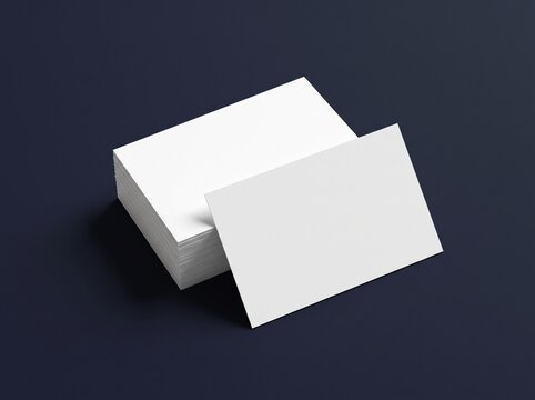 Stack of clean business cards mockup on dark background
