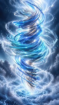 Abstract swirling light vortex with flowing ribbons