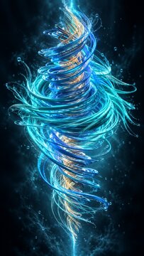 Abstract swirling light vortex with flowing ribbons
