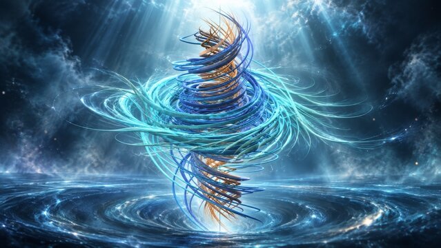 Vertical abstract swirling light vortex