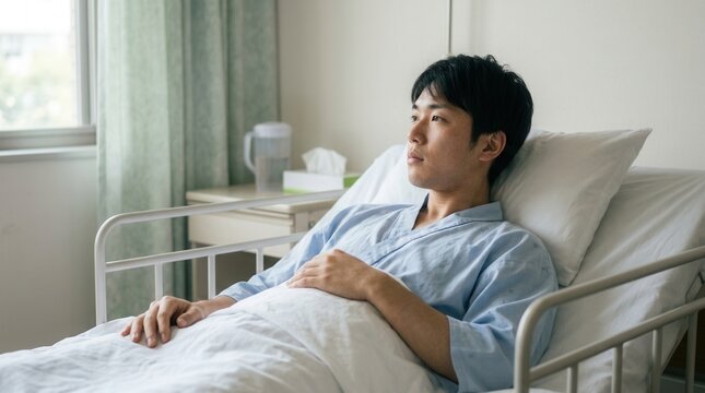 Young Man Reflects While Recovering In A Hospital Bed