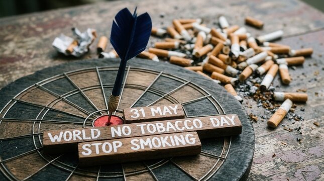 World No Tobacco Day Dartboard Symbolizing Quitting Smoking Goal