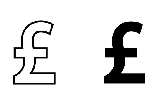Black and outline british pound sterling currency symbols