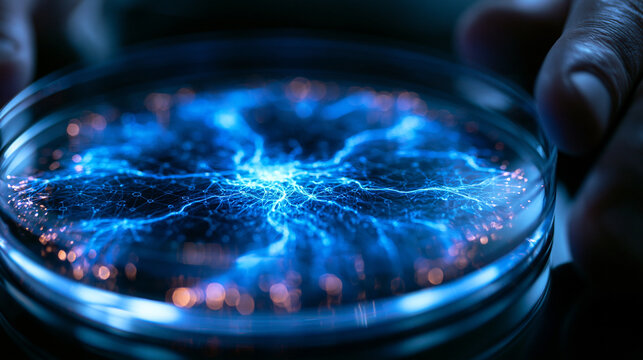 Glowing Neural Network in Petri Dish for Biotechnology Research
