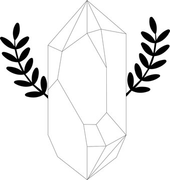 Dise&ntilde;o de Diamante lineal con hojas al fondo. 
