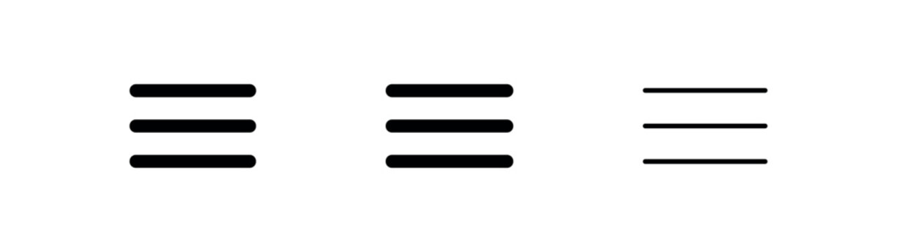 Hamburger menu list navigation icon set