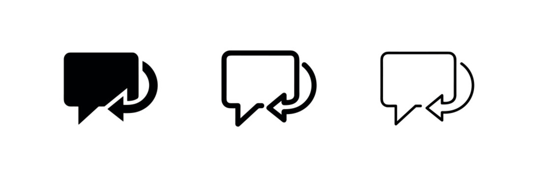 Reply Message Icon Set with Speech Bubble and Curved Return Arrow