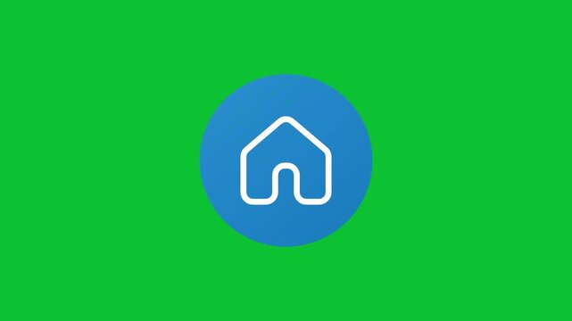 Animated Home Flat Outline Icon with Smooth Motion