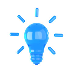 A glowing blue light bulb symbol isolated on a stark representing bright ideas creativity innovation intelligence and sudden inspiration now.glass icon.3d render © Oleksandr