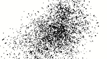 Obraz premium A dynamic abstract composition of scattered black dots creates a sense of chaotic energy and movement against a white backdrop.